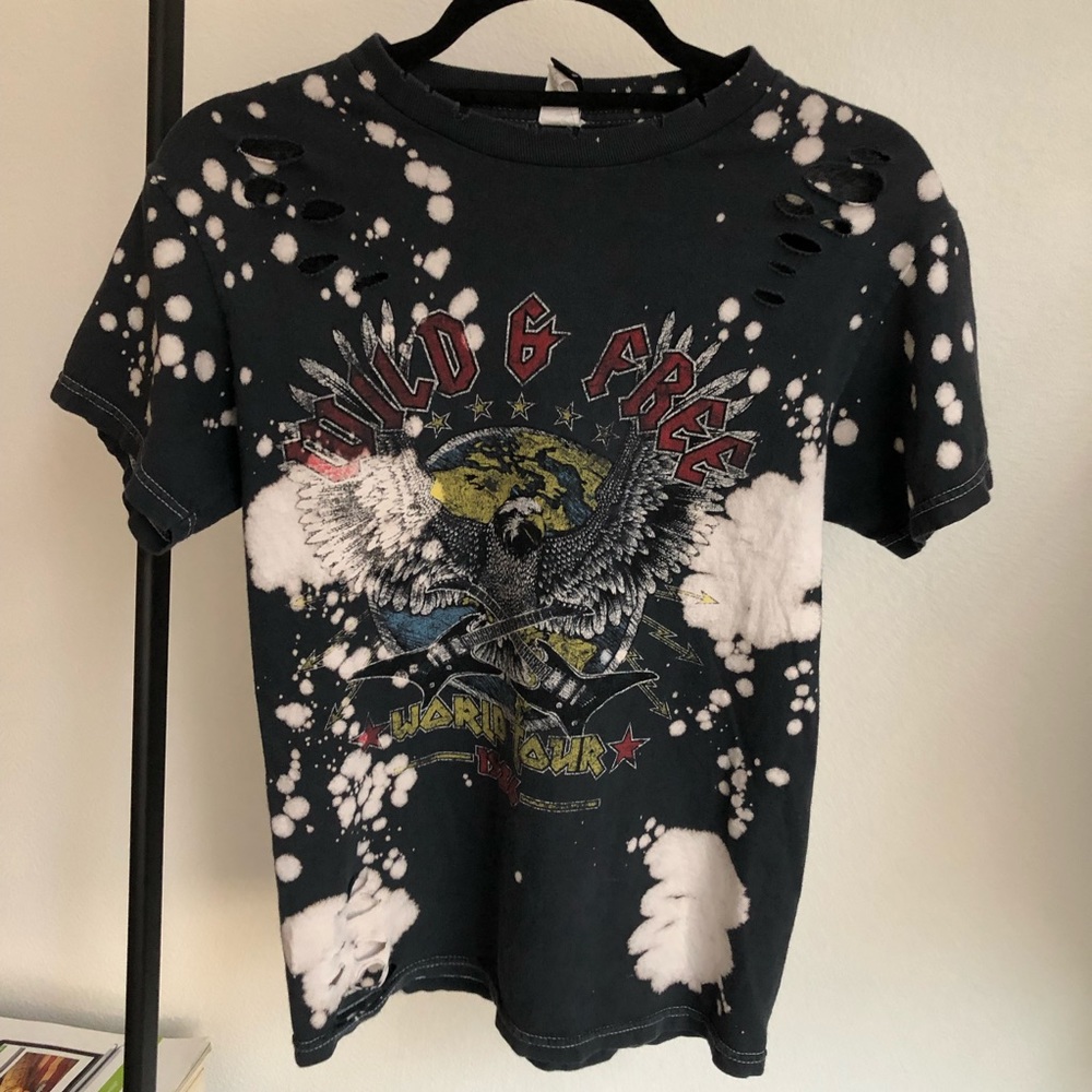 wild and free world tour 1986 distressed band tee.